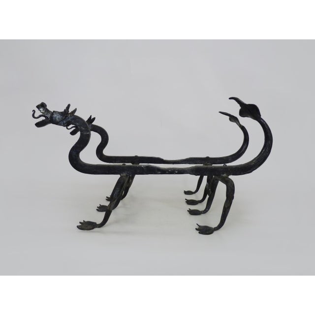 Wrought Iron Dragon Andirons, 1940s, Set of 2 For Sale - Image 6 of 10