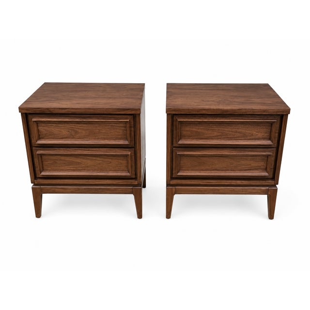 Mid Century Modern Walnut Nightstands - Pair For Sale - Image 4 of 4