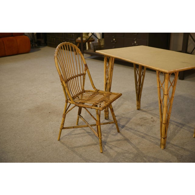 Desk and Rattan Chair, 1970s, Set of 2 For Sale - Image 11 of 12