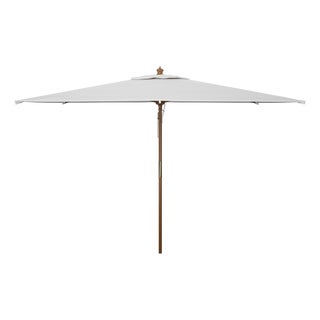 Aklin 6.5Ft X 10Ft Rectangle Wooden Pulley Market Umbrella (No Tilt), Ivory For Sale