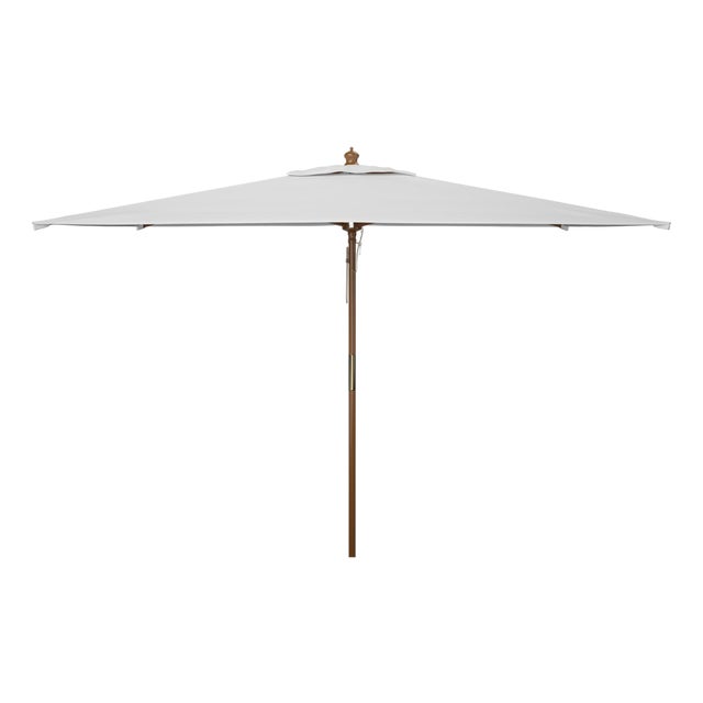 Aklin 6.5Ft X 10Ft Rectangle Wooden Pulley Market Umbrella (No Tilt), Ivory For Sale