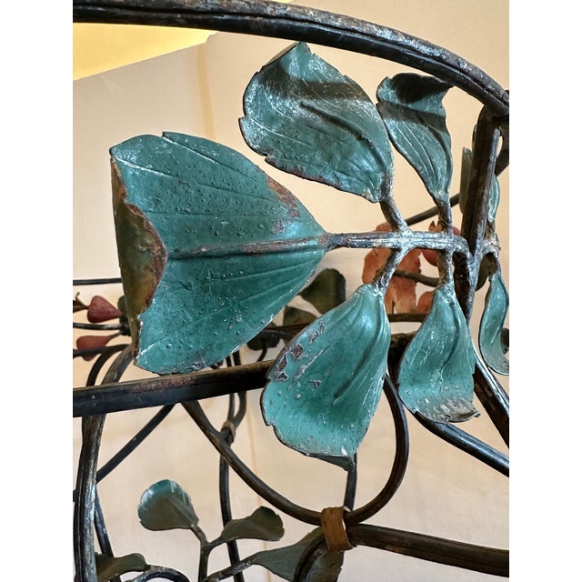 Green Vintage Art Nouveau Painted Iron Plant Stand For Sale - Image 8 of 8