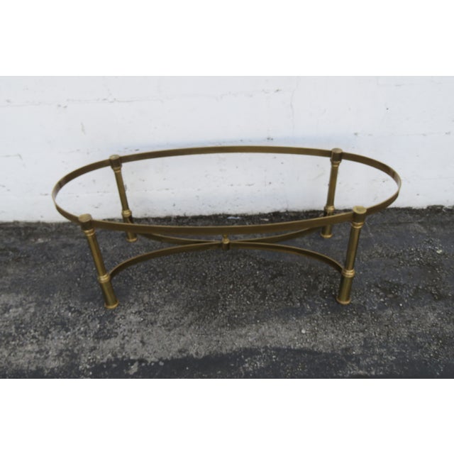Hollywood Regency Brass Finish Oval Coffee Table Made in Italy 6176 For Sale - Image 14 of 17