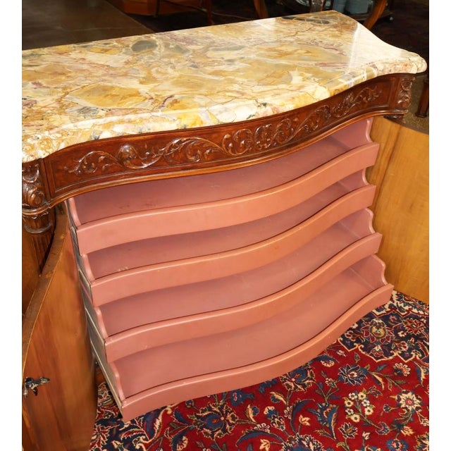 French Louis XVI Style Marble Top Burl Wood Server Dresser Commode Circa 1920 For Sale In New York - Image 6 of 14
