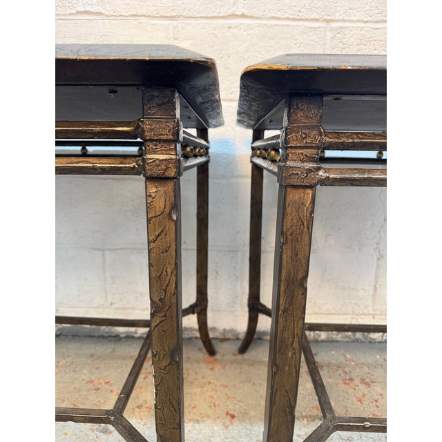 Vintage Maitland-Smith Metal Geometric End Tables, Pair For Sale - Image 13 of 17