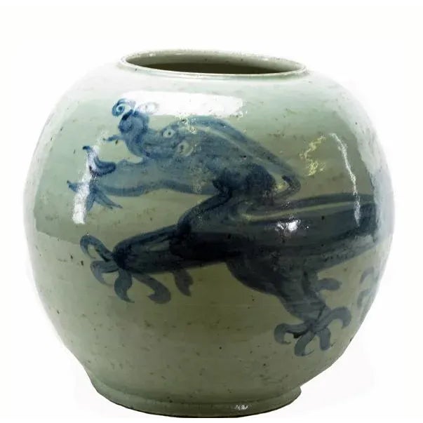 Chinese Round Blue & White Porcelain Dragon Vase For Sale In Greensboro - Image 6 of 6