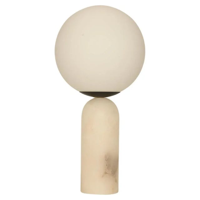 White White Alabaster and Steel Atlas Table Lamp by Simone & Marcel For Sale - Image 8 of 8