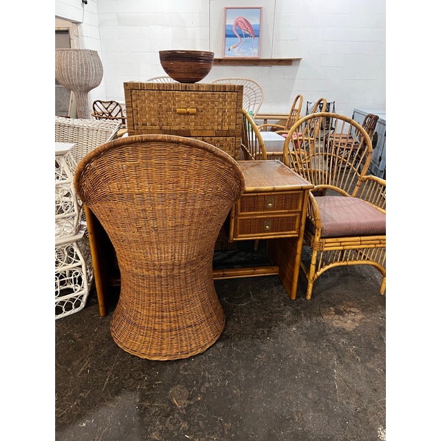 Vintage Fan Back Wicker Chair For Sale - Image 12 of 12