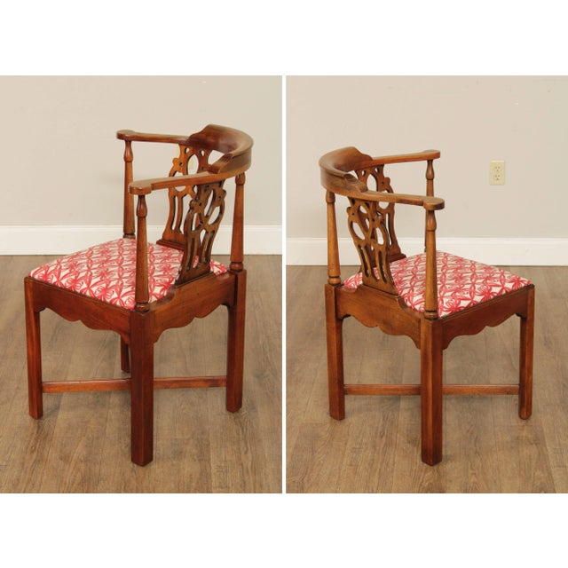 Wood Late 20th Century Chippendale Style Mahogany Corner Chair For Sale - Image 7 of 13