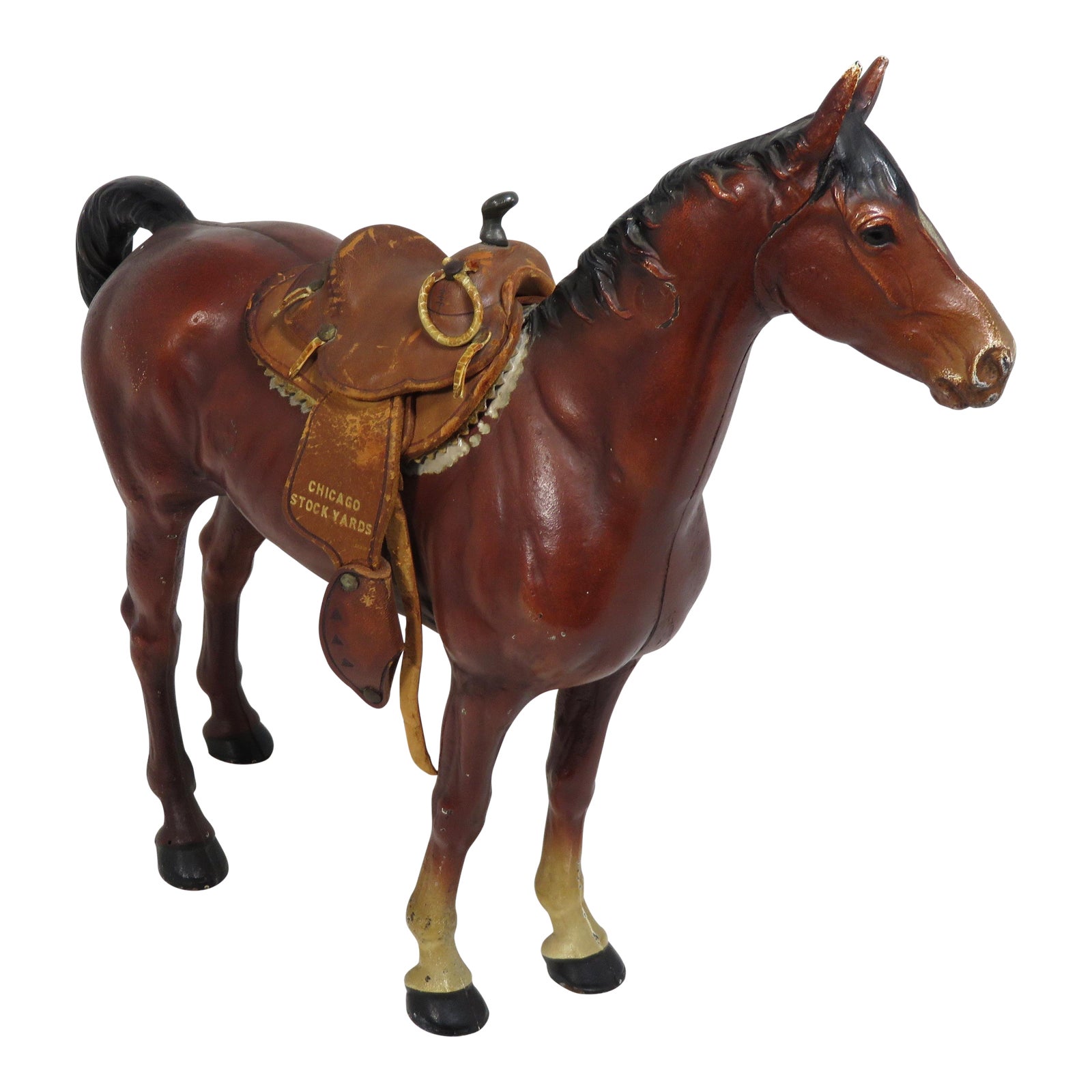 1930s Cast Iron Horse & Leather Saddle Doorstop Chairish