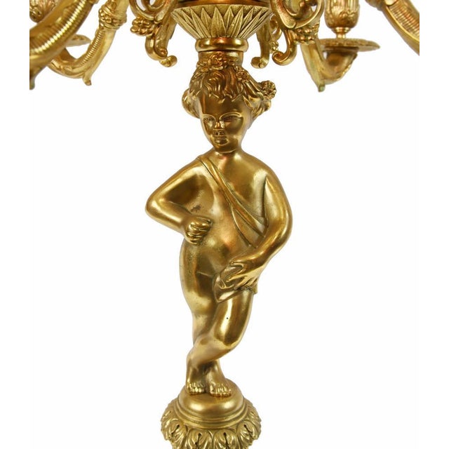 Gilt Bronze Candelabras Figural Cherub Ormolu, Set of 2 For Sale - Image 5 of 16