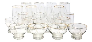 Vintage Gold Monogrammed "A" Glassware - Set of 20
