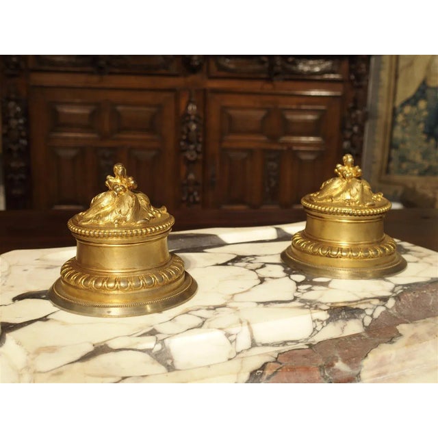 Large Antique French Marble and Bronze Inkwell, Circa 1880 For Sale - Image 9 of 11