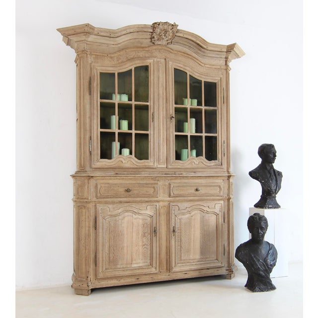 Rustic 18th Century Provincial Buffet À Deux Corps Cabinet in Bleached Oak For Sale - Image 3 of 18