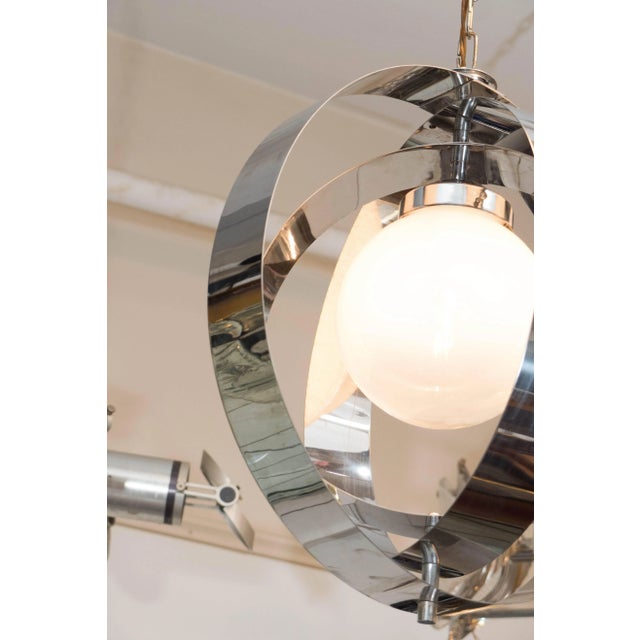 1970s 1970s Italian Armillary Style Chrome Pendant Lamp For Sale - Image 5 of 10