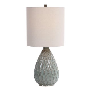 Rust & Aqua Ceramic Table Lamp For Sale