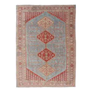 Early 20th Century Antique Persian Qashqai Shiraz Tribal Rug With Latch Hooked Diamond Design