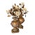Antique Italian Gilded Wood Middle Urns With Metal Flowers- A Pair For Sale