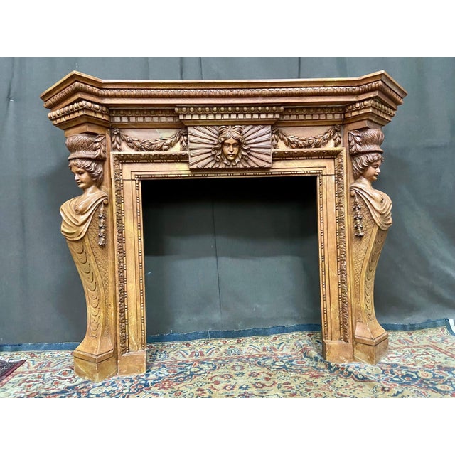 Stone Vintage Italian Marble Fireplace, 1915 For Sale - Image 7 of 10