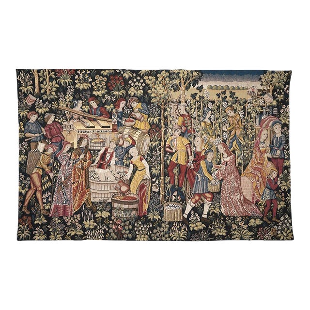 Les Vendanges Loom Woven Tapestry - 130 X 206 Cm (4'3" X 6'9") - Requires Rod Size 5 For Sale