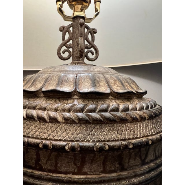 Late 20th Century Large Late 20th Century Moroccan/Spanish Style Metal Table Lamp Filigree Base For Sale - Image 5 of 11