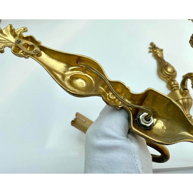 1950s Mid-Century Bronze Wall Sconces, France, 1960s, Set of 2 For Sale - Image 5 of 6