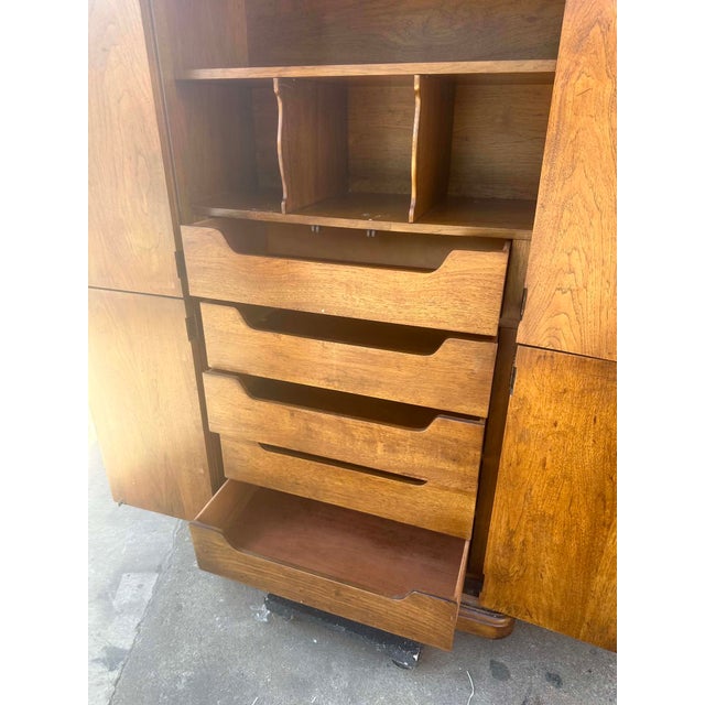 Brown Henredon Solid Walnut Linen Press/Armoire - Late 20th Century - Late 20th Century - 2 Available For Sale - Image 8 of 10
