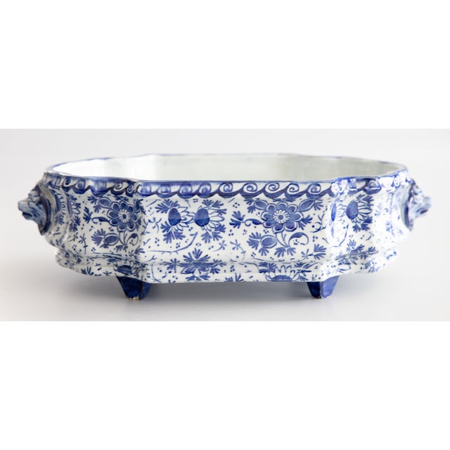 19th Century French Faience Creil Et Montereau Lion Jardiniere Cachepot Centerpiece For Sale - Image 13 of 13