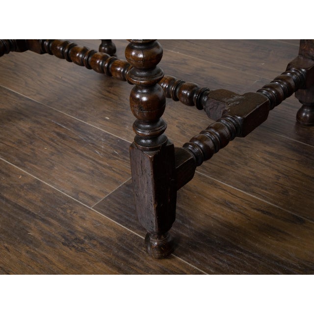 English English Oak 19th Century Bobbin Legs Side Table with Geometric Font Drawer For Sale - Image 3 of 12