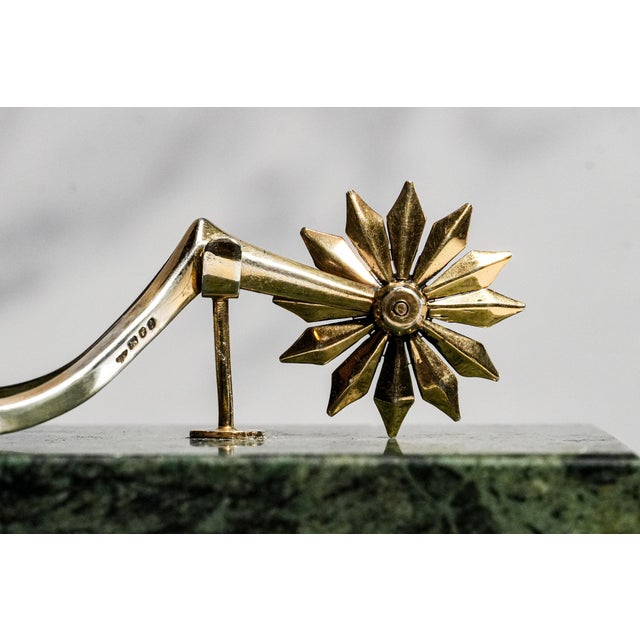 Metal Vintage Garrard & Co. English Sterling Silver Gilt Equestrian Horse Riding Spur Desk Marble Paperweight Luxury Home Decor For Sale - Image 7 of 16