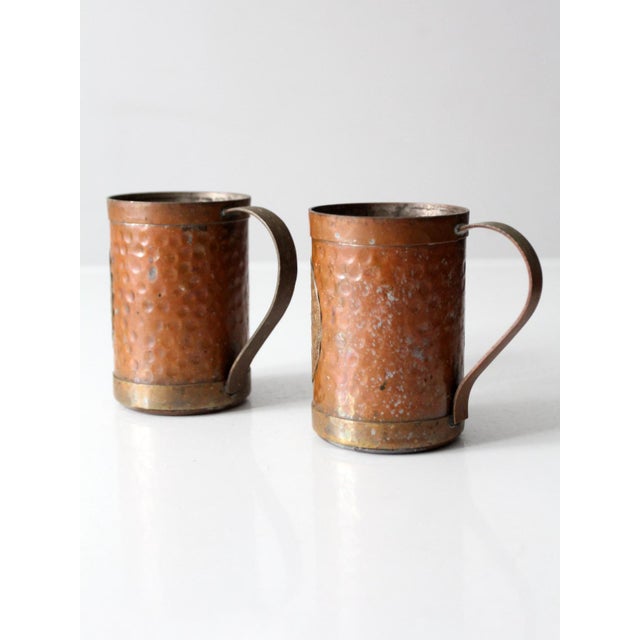 Vintage Copper Plated Mugs Aztec Calendar Pair For Sale - Image 9 of 11