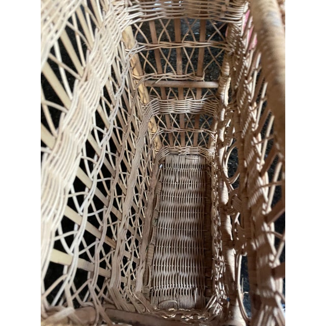 Wood Mid 20th Century Mid Century Wicker Wall Basket For Sale - Image 7 of 9