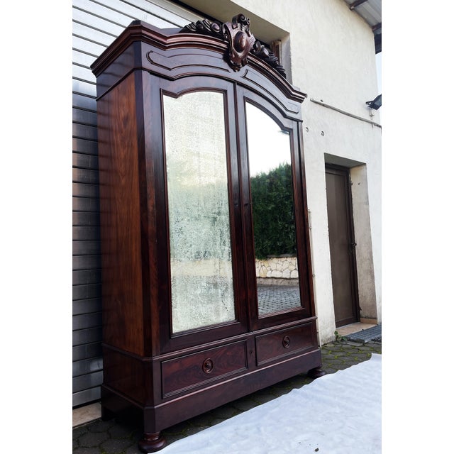 French Palace Wardrobe in Mahogany, 1860 For Sale - Image 16 of 18