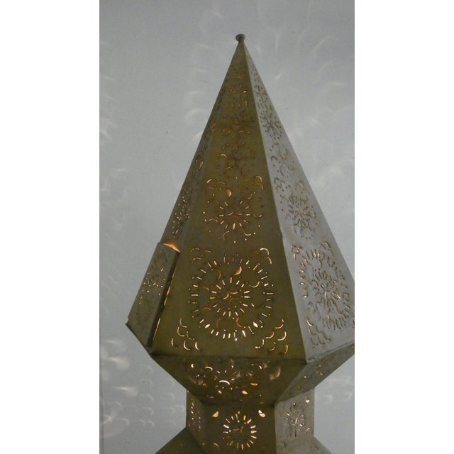 Large Moroccan Perforated Metal Tower Lamps, 1980s, Set of 2 For Sale - Image 9 of 17