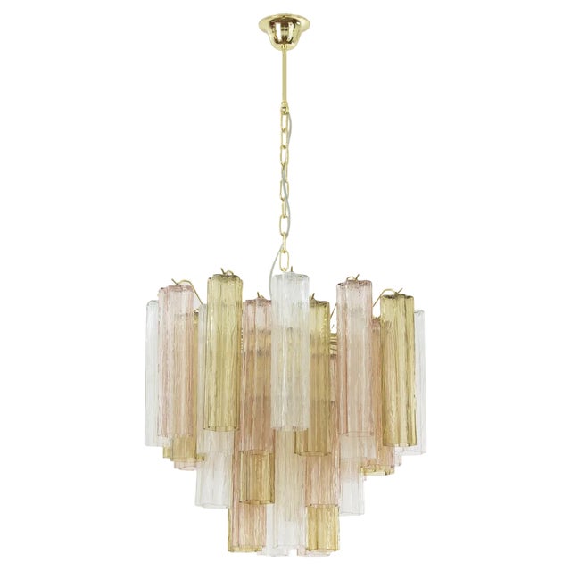 Italian Multicolored Tronchi Murano Glass Chandelier, 1990s For Sale