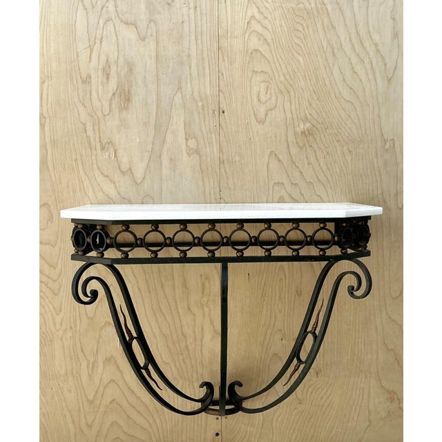 Black Vintage Scrolled Iron Wall Console After Royere For Sale - Image 8 of 17