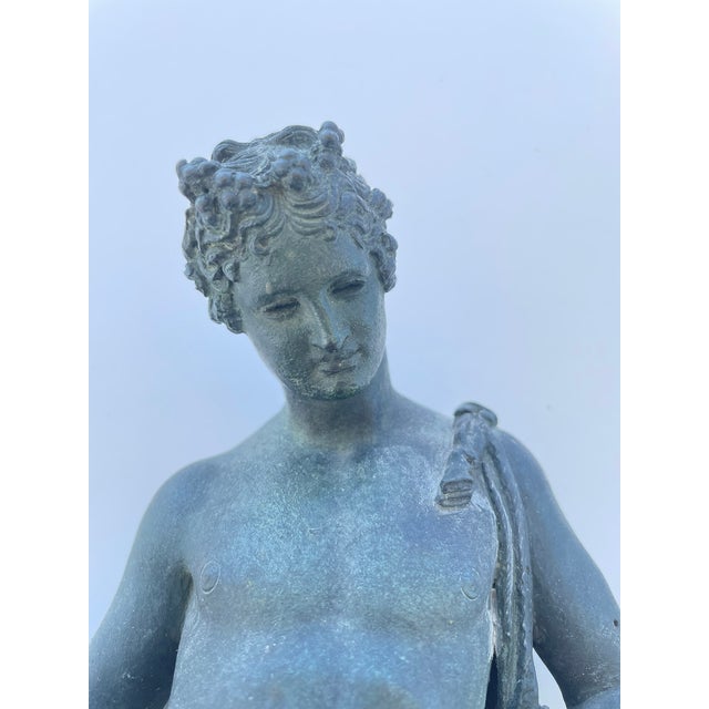Metal Grand Tour Solid Bronze “Narcissus” After the Antique – Early 20th Century Classical Figure For Sale - Image 7 of 15