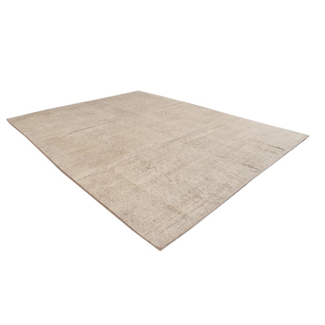 Textile Modern Beige Moroccan-Style Room Size Wool Rug For Sale - Image 7 of 13