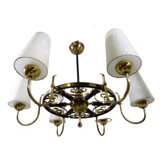Large Brass Chandelier, Finland, 1950s For Sale