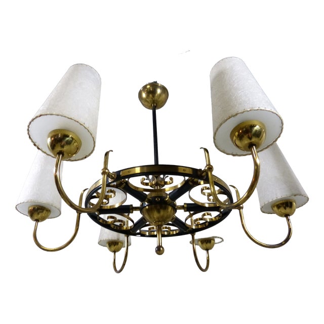 Large Brass Chandelier, Finland, 1950s For Sale