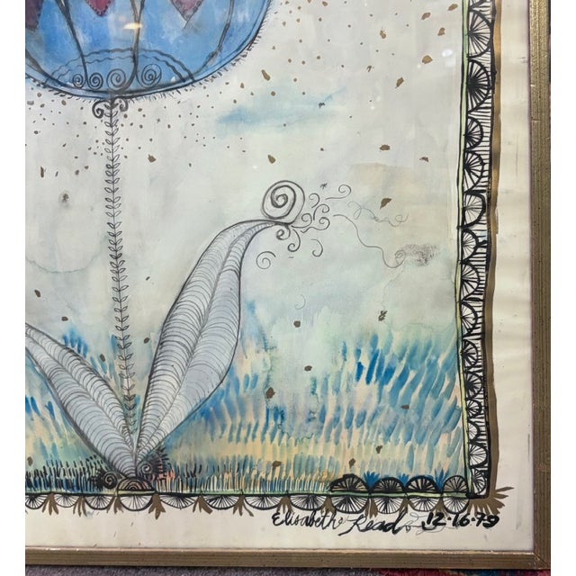 Mid-Century Modern Mid Century Painting - Hearts on a Flower - Signed, Dated 1979 For Sale - Image 3 of 7