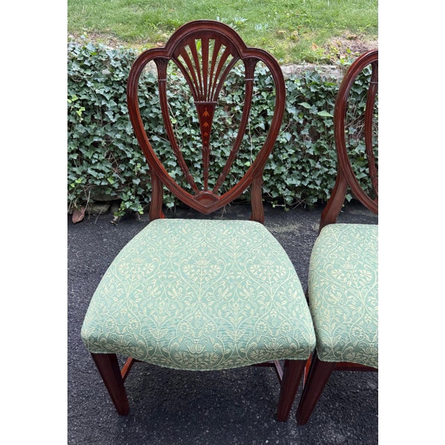 Hickory White Hickory White Shield Back Mahogany Inlaid Dining Chairs - A Pair For Sale - Image 4 of 12