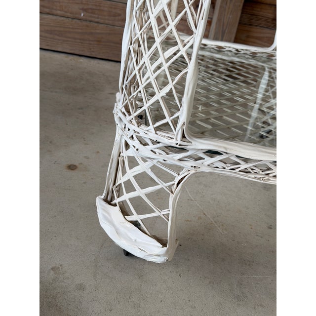 Mid 20th Century Vintage Regency Coastal Russell Woodard Spun Fiberglass Bar Cart With Glass Shelf and Casters For Sale - Image 5 of 12