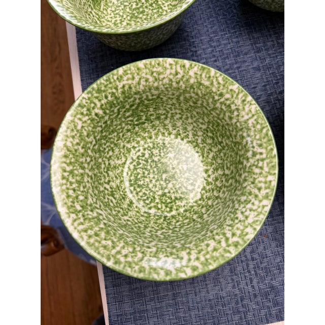Tory Burch Spongeware Green Soup/Salad Bowls - Set of 4 For Sale - Image 4 of 8