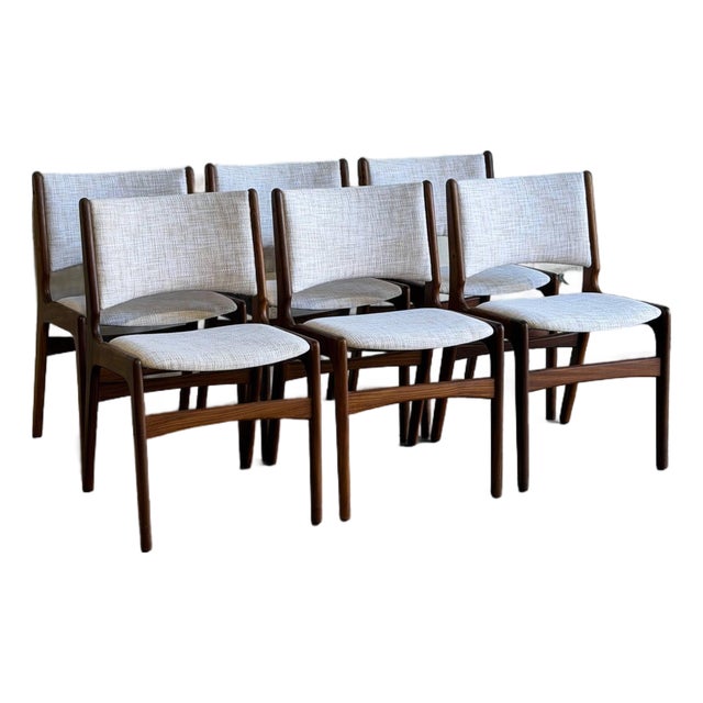 Rosewood Dining Chairs in Style of Erik Buch Upholstered Mid-Century Seating Set of 6 Denmark 1960s For Sale