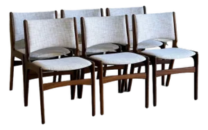 Rosewood Dining Chairs in Style of Erik Buch Upholstered Mid-Century Seating Set of 6 Denmark 1960s