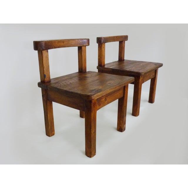 Brutalist Chairs in Wood, 1960s, Set of 2 For Sale - Image 4 of 10