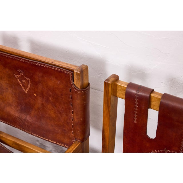 Vintage Safari Style Leather Armchairs, 1970s, Set of 4 For Sale - Image 9 of 17