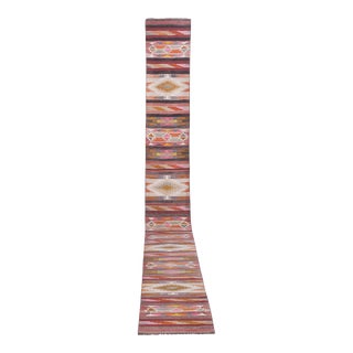 Vintage Striped Turkish Kilim Runner - Hallway Kilim For Sale