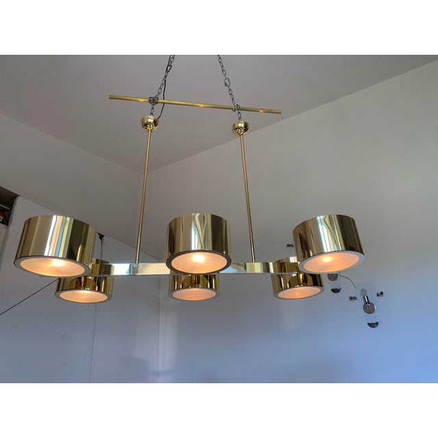 Gold Italian Sputnik Chandelier Metal Gold Stilnovo Lelli Style For Sale - Image 8 of 12